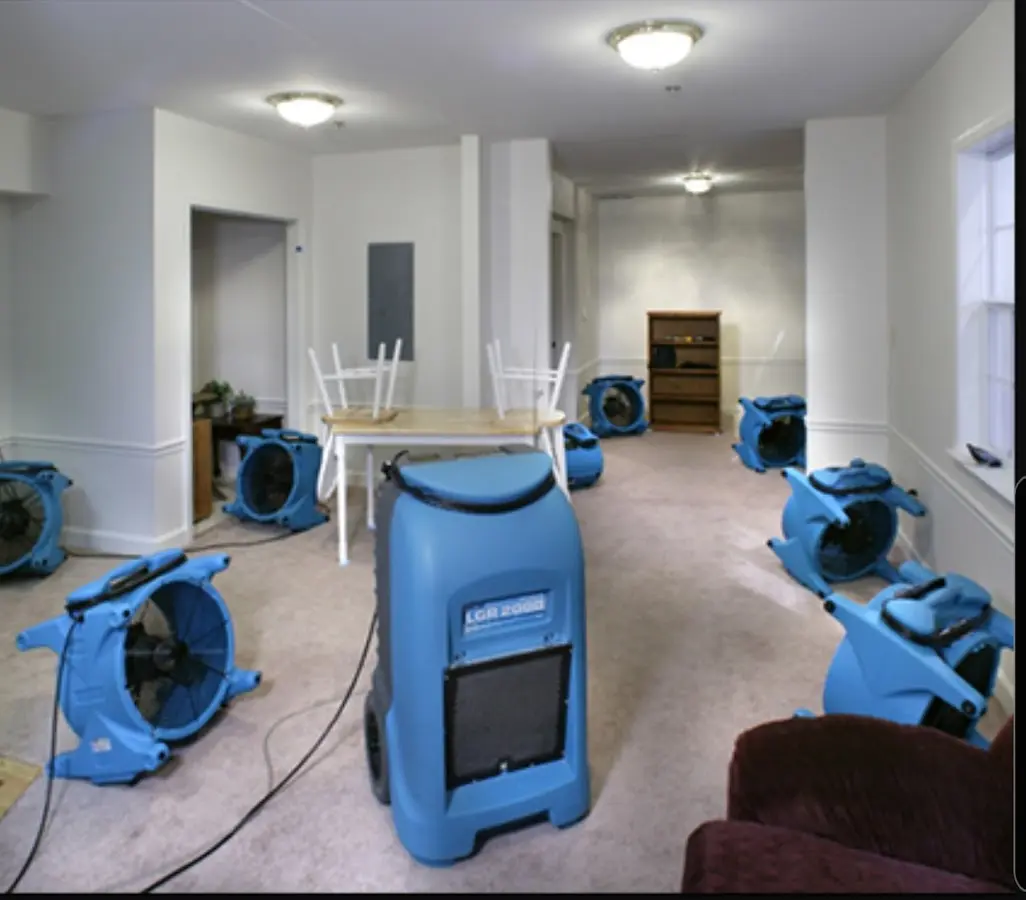 Air movers and dehumidifier setup for Water Extraction & Removal in Bryans Road